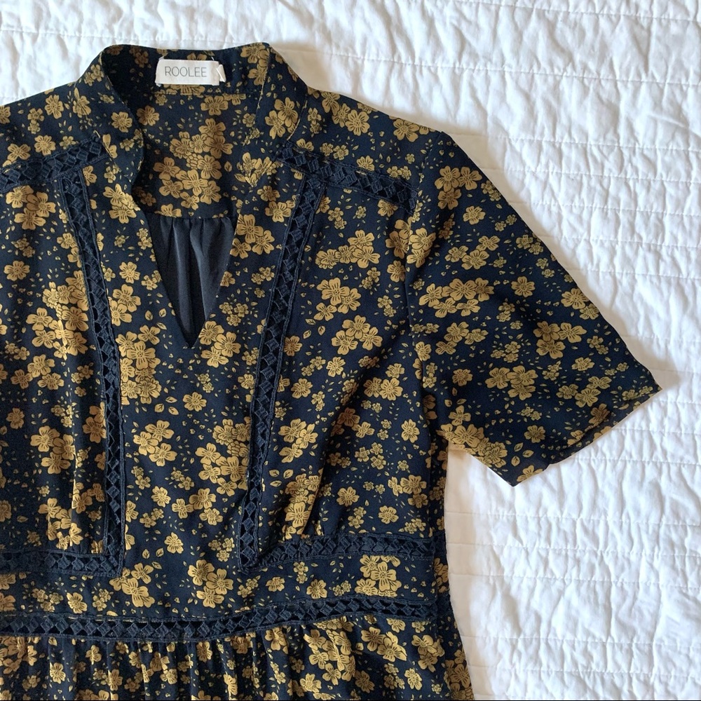 Roolee Ladies Navy & Mustard Floral Maxi Dress